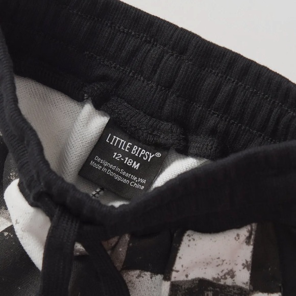 Little Bipsy Kids Checkered Black and White Joggers - Picture 6 of 6